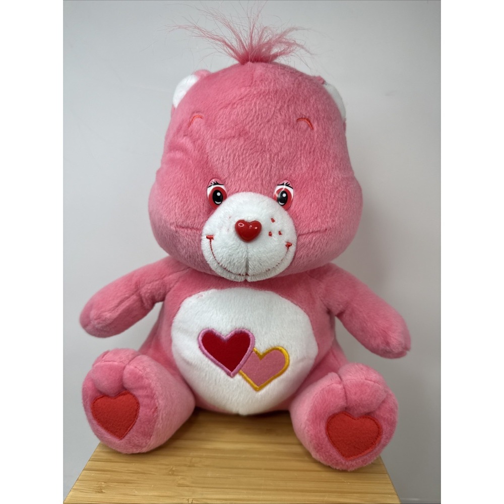 2003 Love-a-Lot Bear Care Bears Pink Hearts Plush Toy 13" Inch Vintage TCFC
